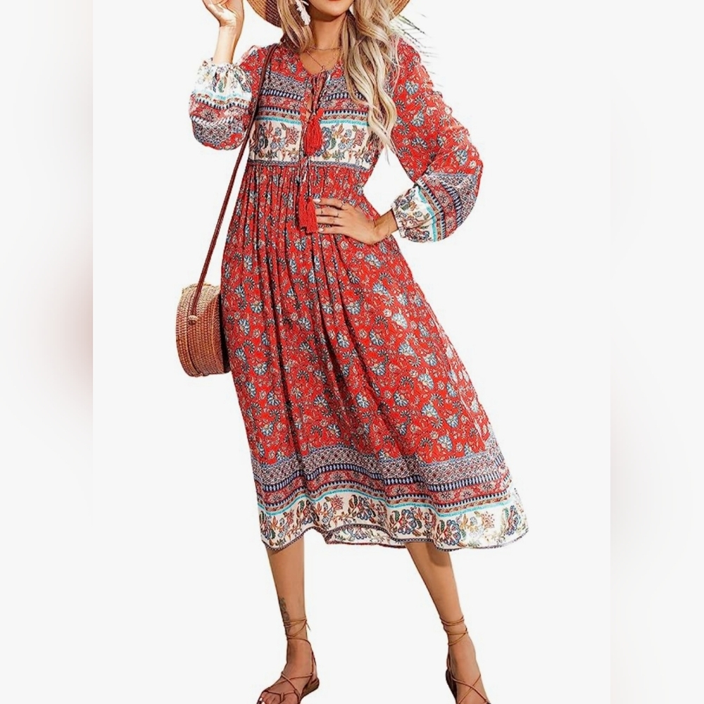 Bohemian Ultra Soft Light Midi Gypsy Style Dress - image 2
